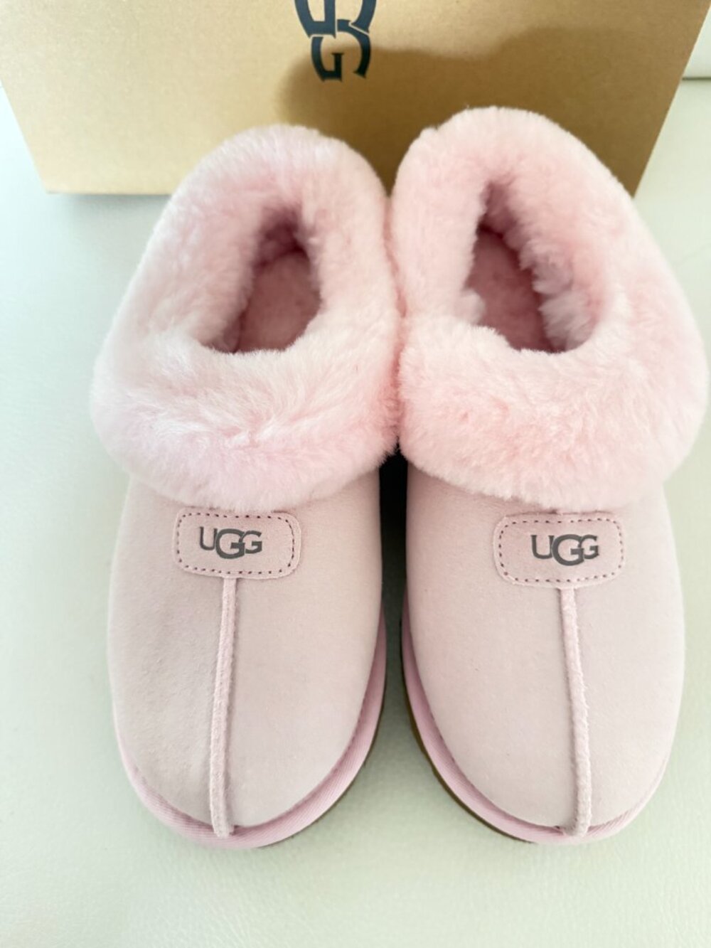 NIB UGG UGGS AUSTRALIA Tazzette Genuine Shearling Collar Slipper pink 9 - Picture 2 of 8